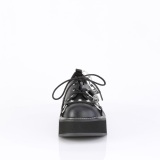 Leatherette 5 cm EMILY-32 Black punk shoes with laces