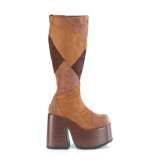 Leatherette hippie 13 cm CAMEL-280 gothic chunky platform boots brown