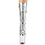 Metallic 20 cm FLAMINGO-1053 hgklackade platboots - boots med spnnen silver