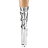 Metallic 20 cm FLAMINGO-1053 hgklackade platboots - boots med spnnen silver