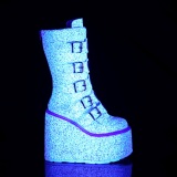 Neon 14 cm SWING-G emo calf-high women boots platform with buckles white