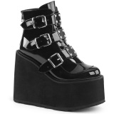 Patent 14 cm SWING-105 womens ankle boots platform with buckles black