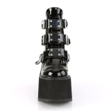 Patent 14 cm SWING-105 womens ankle boots platform with buckles black