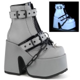 Reflective 13 cm CAMEL-205 emo chunky platform boots gray