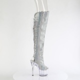 Rhinestones ADORE 18 cm open toe thigh high boots with laces high heels