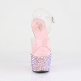 Rosa 18 cm BEJEWELED-708MS pole dance hgklackade skor strass plat