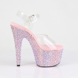 Rosa 18 cm BEJEWELED-708MS pole dance hgklackade skor strass plat