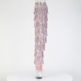 Rosa 18 cm pole dance exotic overknee platstvlar med strass fransar