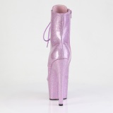 Rosa glitter platboots 18 cm peep toe hgklackade boots