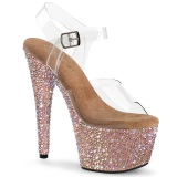 Rosa guld 18 cm BEJEWELED-708MS pole dance hgklackade skor strass plat