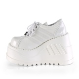 STOMP-08 oxford womens shoes lace-up 12 cm wedge platform white