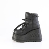 STOMP-60 svarta kilklack snrskor fr kvinnor med 12 cm wedge plat