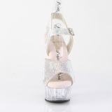 Silver 15 cm DELIGHT-N transparent plat klackar skor med strass stenar