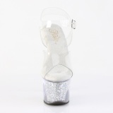 Silver 18 cm SKY-308RSI transparent plat klackar skor med strass stenar