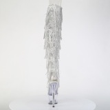 Silver 18 cm pole dance exotic overknee platstvlar med strass fransar