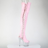 Strass 18 cm open toe rosa lrhga stvlar hga klackar med snrning