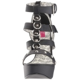 Svart Konstlder 14,5 cm Burlesque TEEZE-42W high heels fr mn med breda ftter