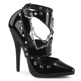 Svarta lackpumps 15 cm DOMINA-118 stiletto spetsiga pumps med stilettklackar