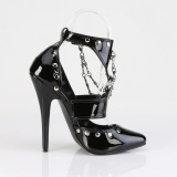 Svarta lackpumps 15 cm DOMINA-118 stiletto spetsiga pumps med stilettklackar