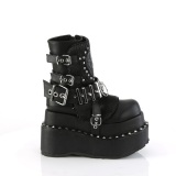 Vegan 11,5 cm BEAR-150 emo wedge boots - kvinnor platboots med spnne