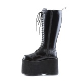 Vegan 14,5 cm MEGA-602 cyberpunk knee high mens boots platform black