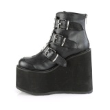 Vegan 14 cm SWING-105 alternativa kvinnor platboots med spnnen svart