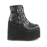 Vegan 14 cm SWING-105 alternativa kvinnor platboots med spnnen svart