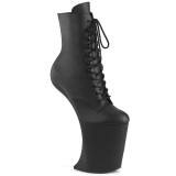 Vegan 23 cm BEWITCHED Heelless platform pony ankle boots black