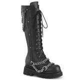 Vegan 6 cm REN-215 gothic knee high lace-up boots women with chains