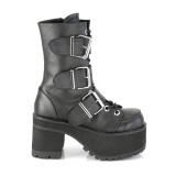 Vegan 9,5 cm RANGER-308 gothic womens chunky platform boots with buckles