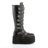 Vegan 9 cm DAMNED-318 emo knee high women boots platform with buckles black