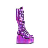 Wedge 14 cm S815 knhga platstvlar kvinnor med spnnen lila hologram