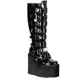 Wedge 14 cm S815 women boots platform with buckles black LA